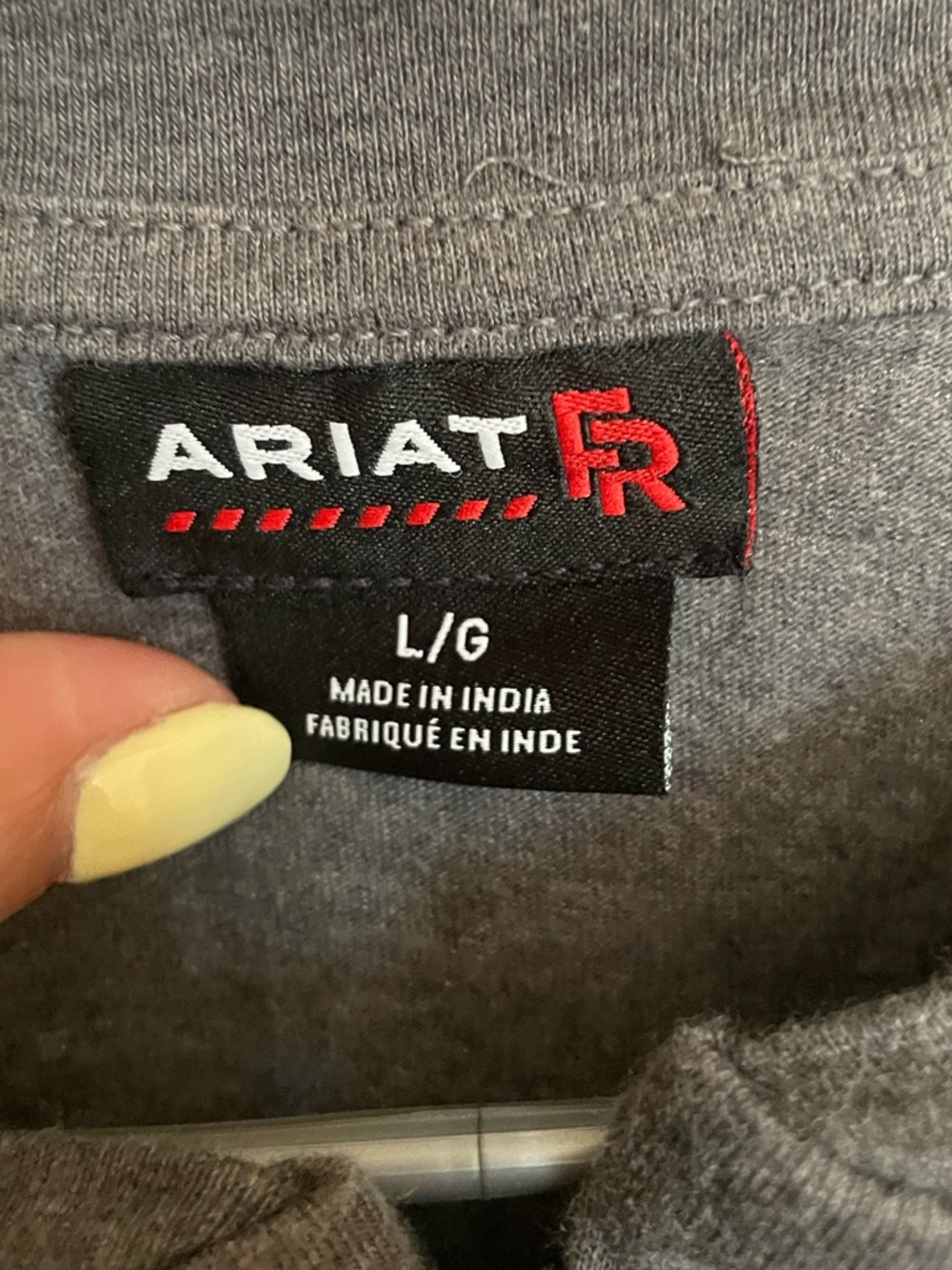 Ariat FR Dark Gray Long Sleeve Tee with Orange and Red Skyline Graphic - Picture 5 of 5